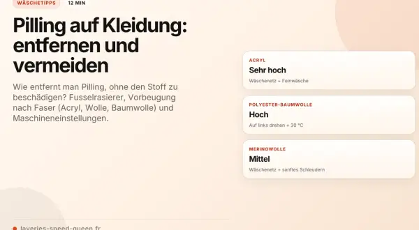 Tipps zur Entfernung und Vermeidung von Pilling auf Kleidung aus Acryl, Polyester-Baumwolle und Merinowolle.