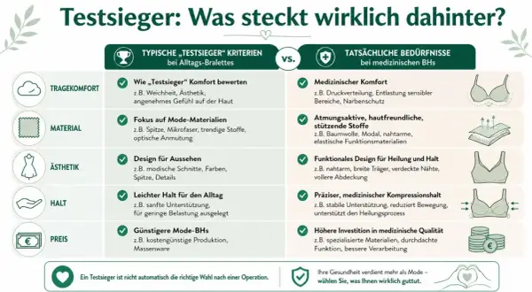 Vergleich von Alltags-Bralettes und medizinischen BHs: Atmungsaktive, hautfreundliche Stoffe wie Baumwolle sind wichtig für medizinische BHs.