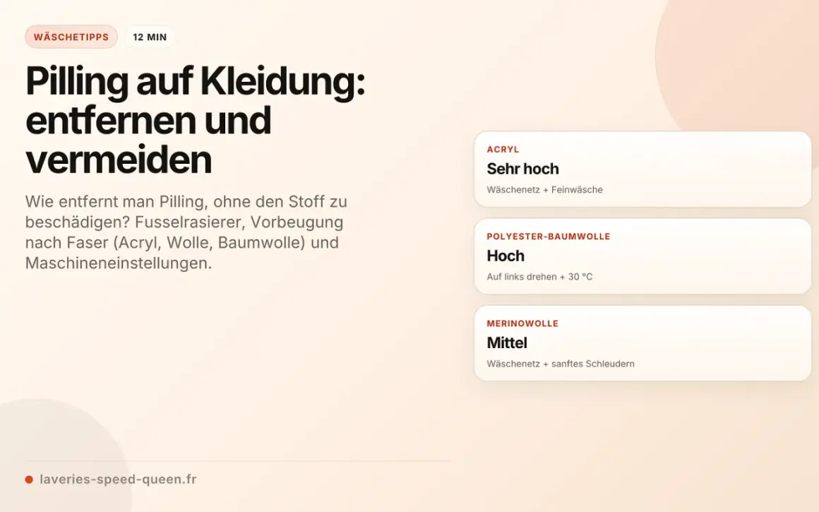 Tipps zur Entfernung und Vermeidung von Pilling auf Kleidung aus Acryl, Polyester-Baumwolle und Merinowolle.