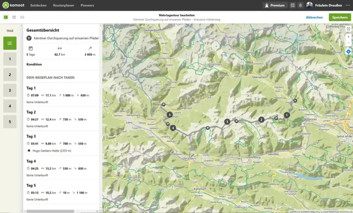 Kärntner Durchquerung: 5 Tage, 62,7 km, 3850 m Höhenmeter. Eine spannende Reise auf einsamen Pfaden, die zu den schönsten weitwanderwege europa zählt.