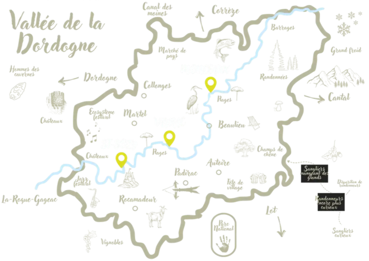 Dordogne-Flusskarte für Kanu-Touren richtig nutzen