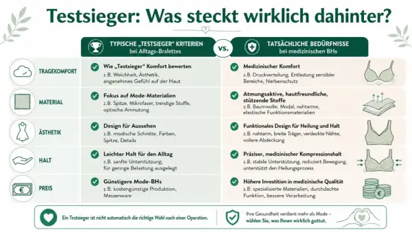 Vergleich von Alltags-Bralettes und medizinischen BHs: Atmungsaktive, hautfreundliche Stoffe wie Baumwolle sind wichtig für medizinische BHs.